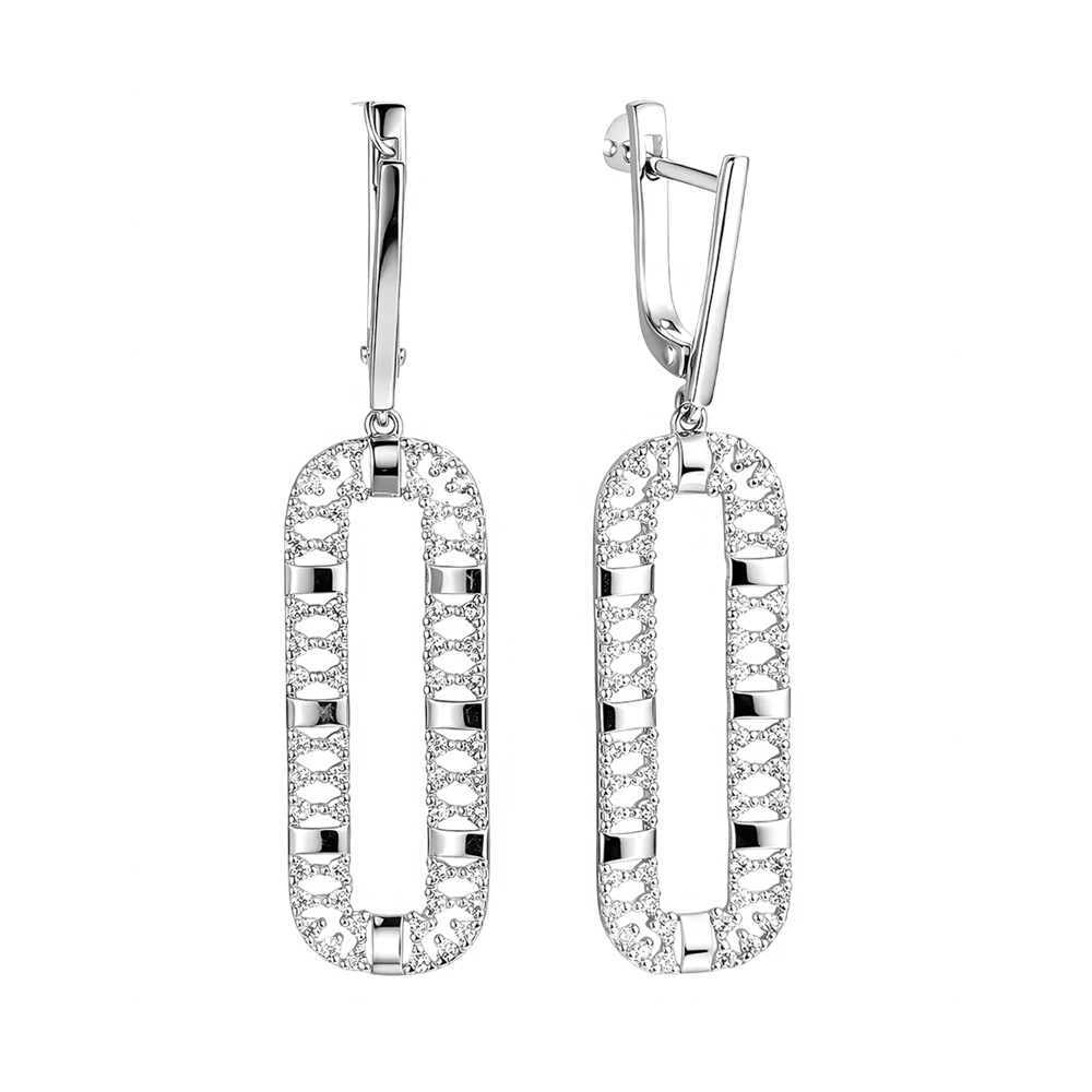 Серьги с фианитами из серебра 925 пробы