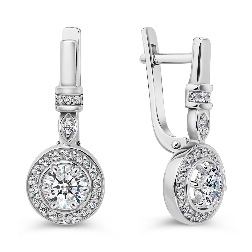 Серьги с фианитами из серебра 925 пробы