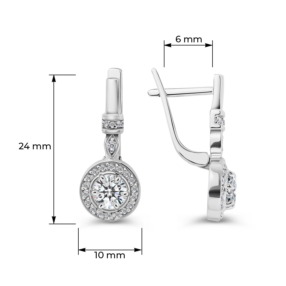 Серьги с фианитами из серебра 925 пробы