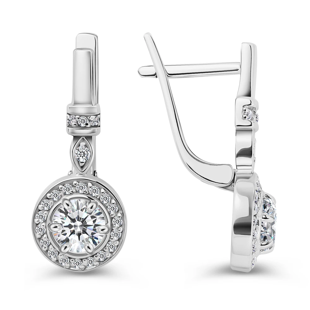 Серьги с фианитами из серебра 925 пробы