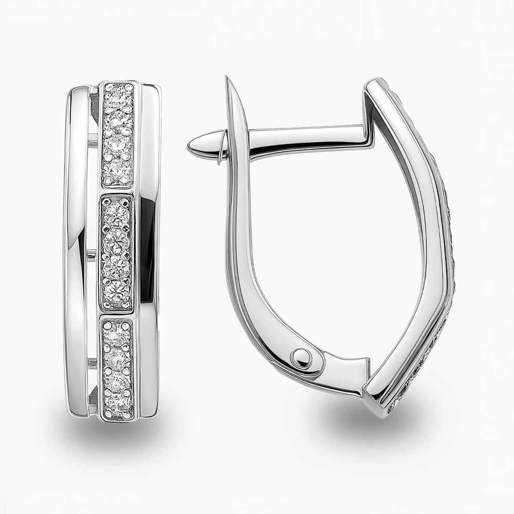 Серьги с фианитами из серебра 925 пробы