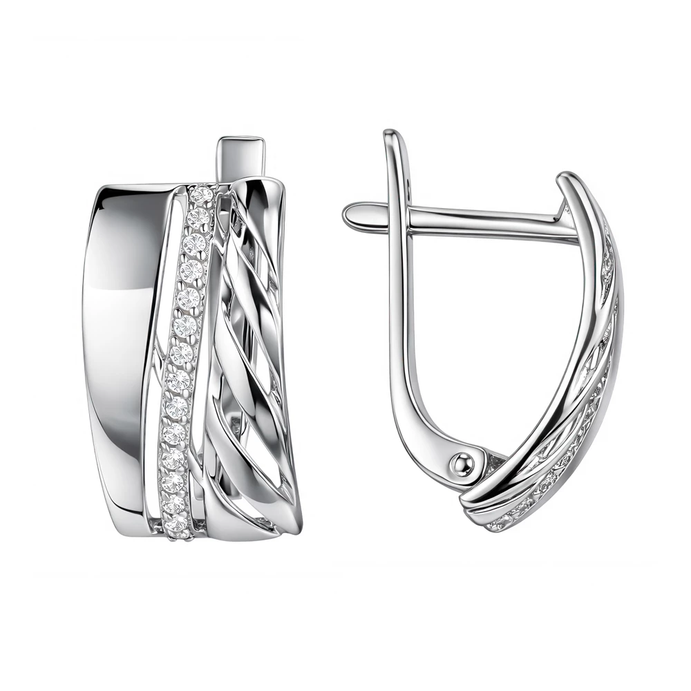 Серьги с фианитами из серебра 925 пробы