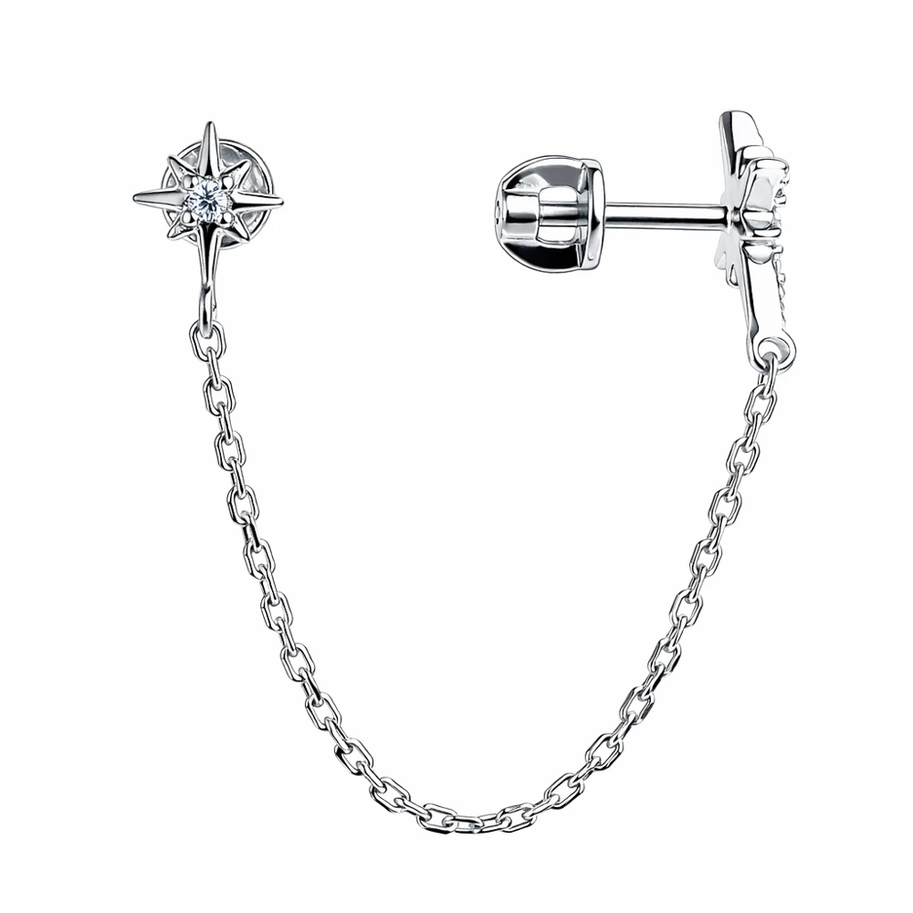 Серьга с фианитами из серебра 925 пробы