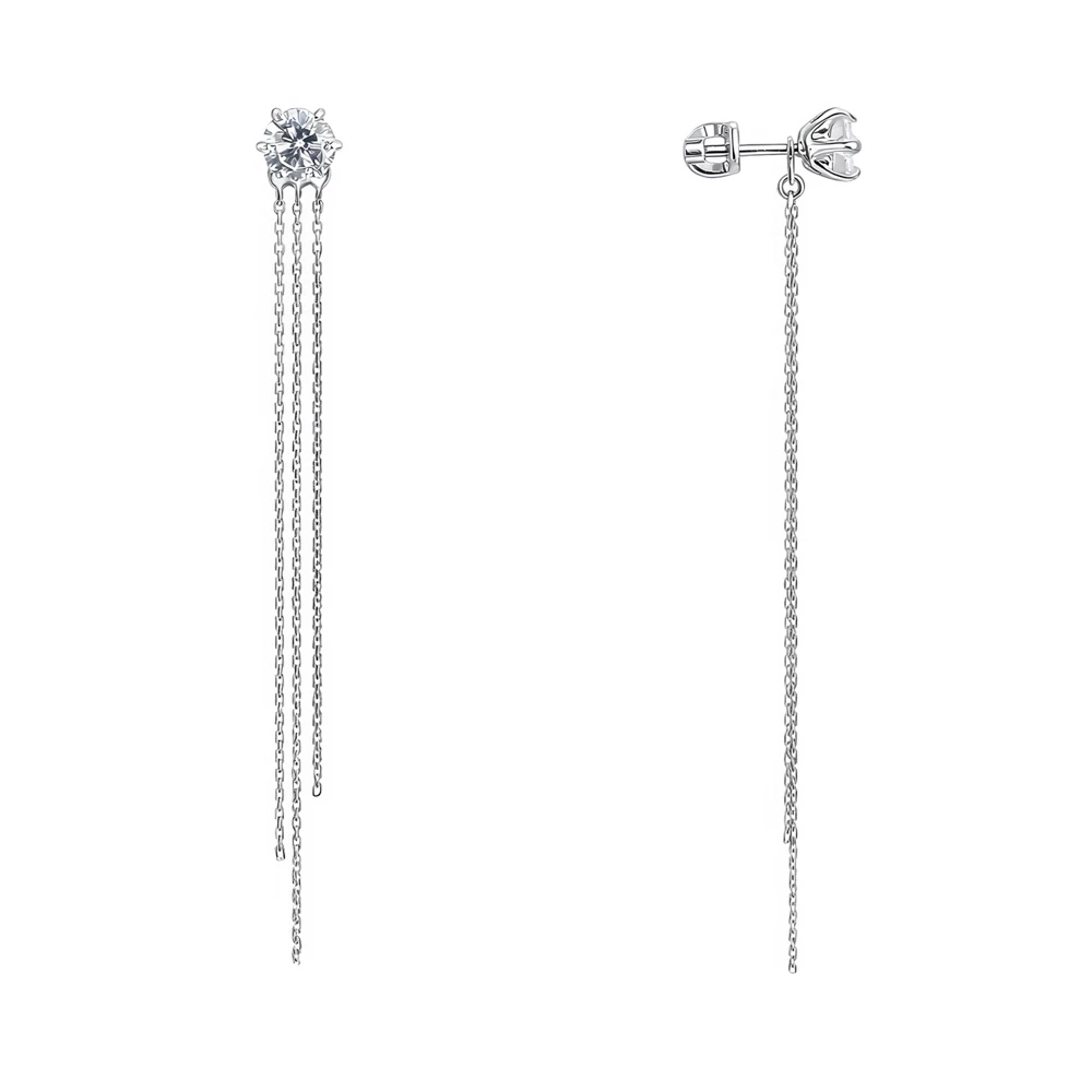 Серьги с фианитами из серебра 925 пробы