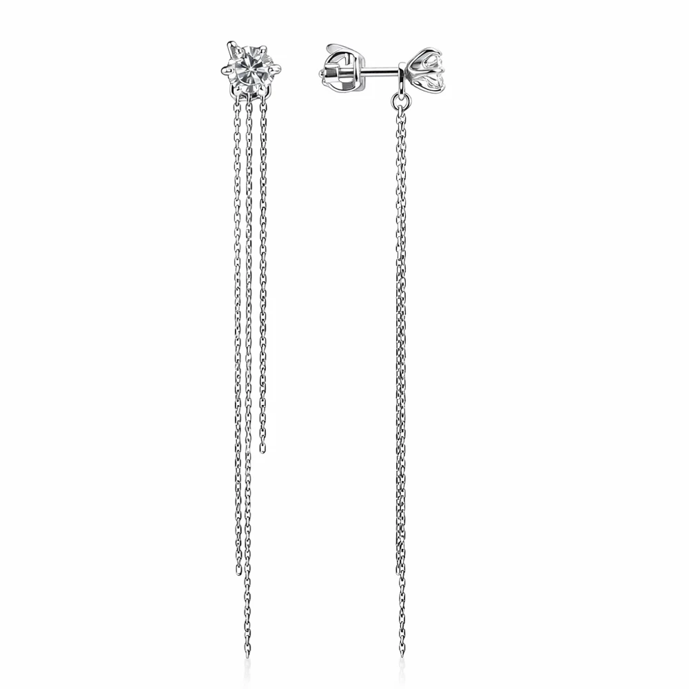 Серьги с фианитами из серебра 925 пробы