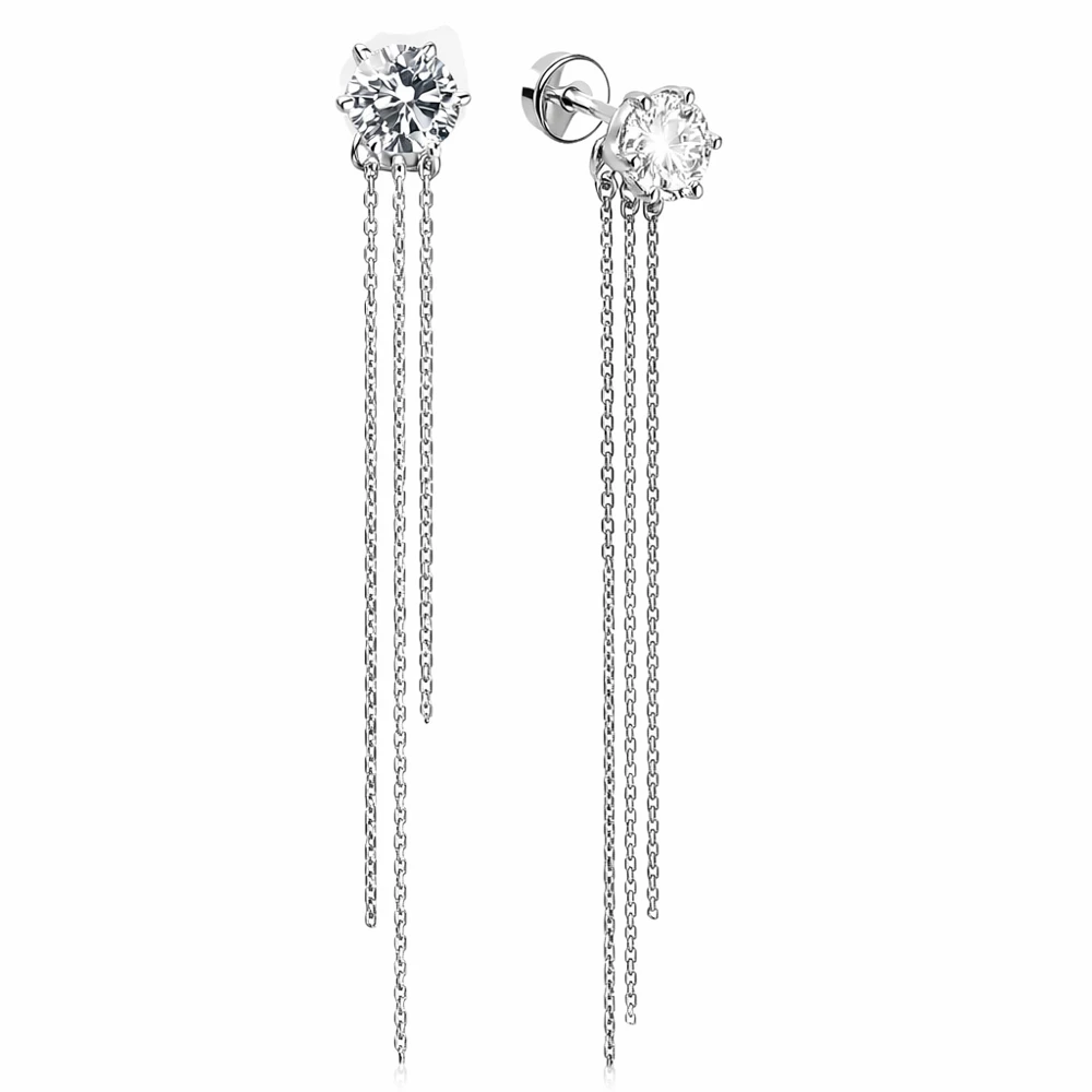 Серьги с фианитами из серебра 925 пробы