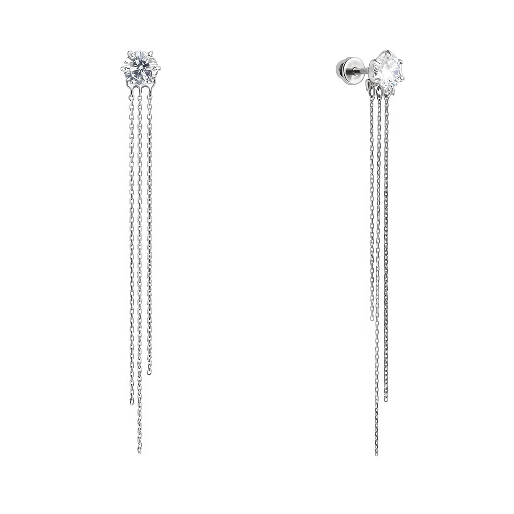 Серьги с фианитами из серебра 925 пробы