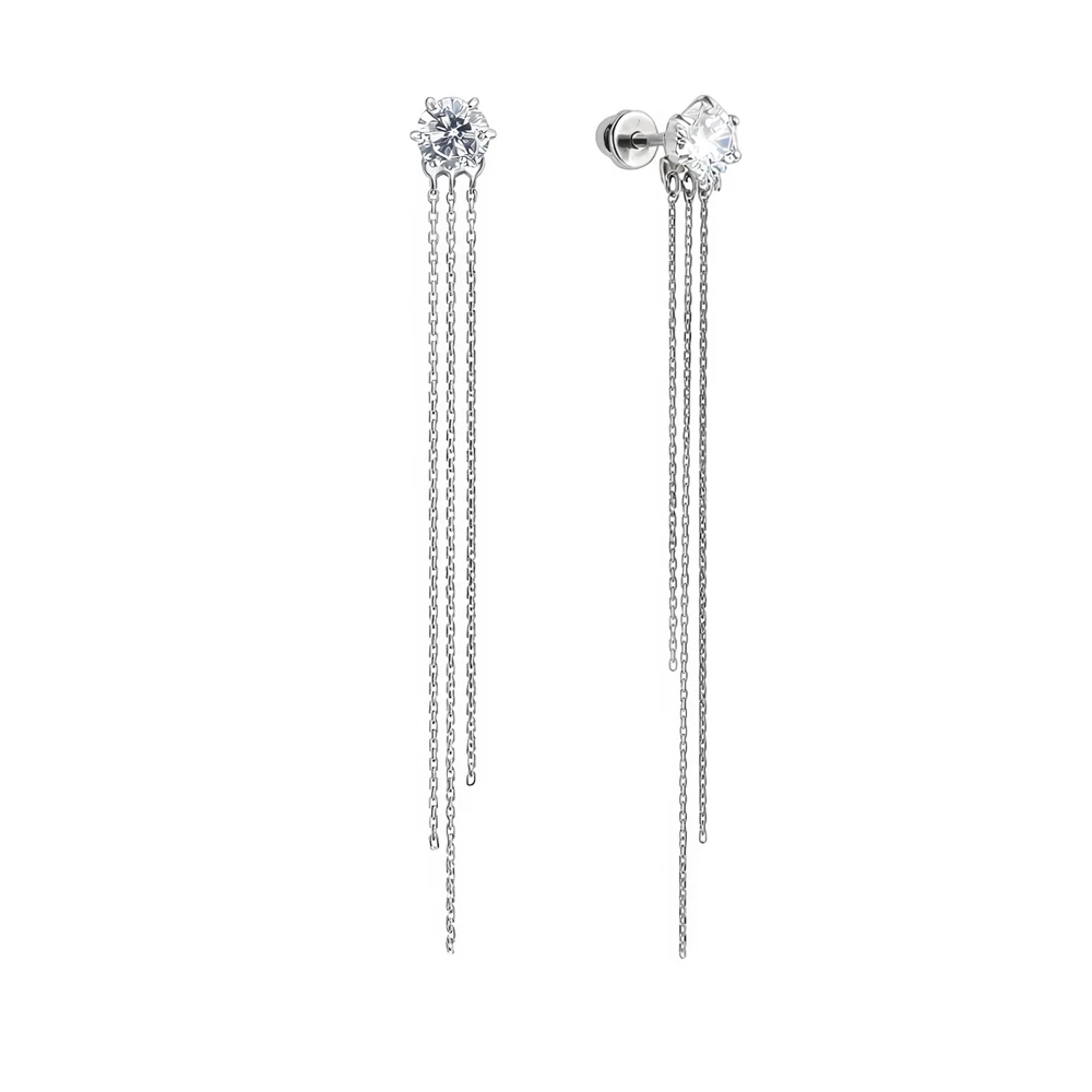 Серьги с фианитами из серебра 925 пробы