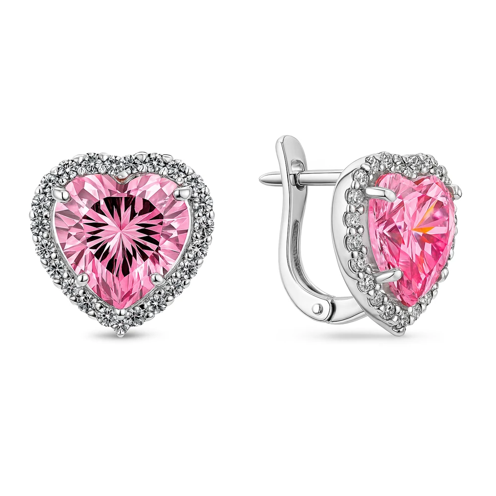 Серьги с фианитами из серебра 925 пробы
