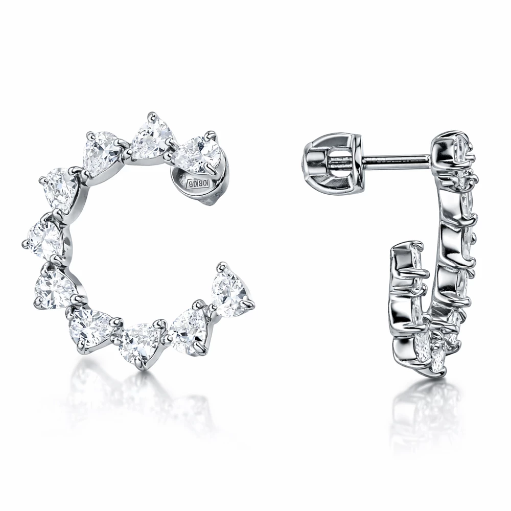 Серьги с фианитами из серебра 925 пробы