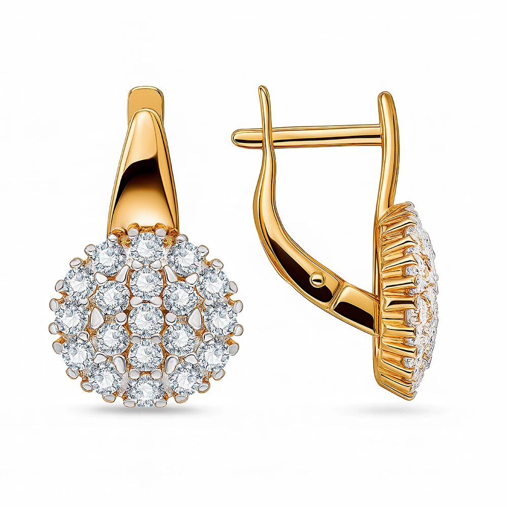 Серьги с фианитами из серебра 925 пробы