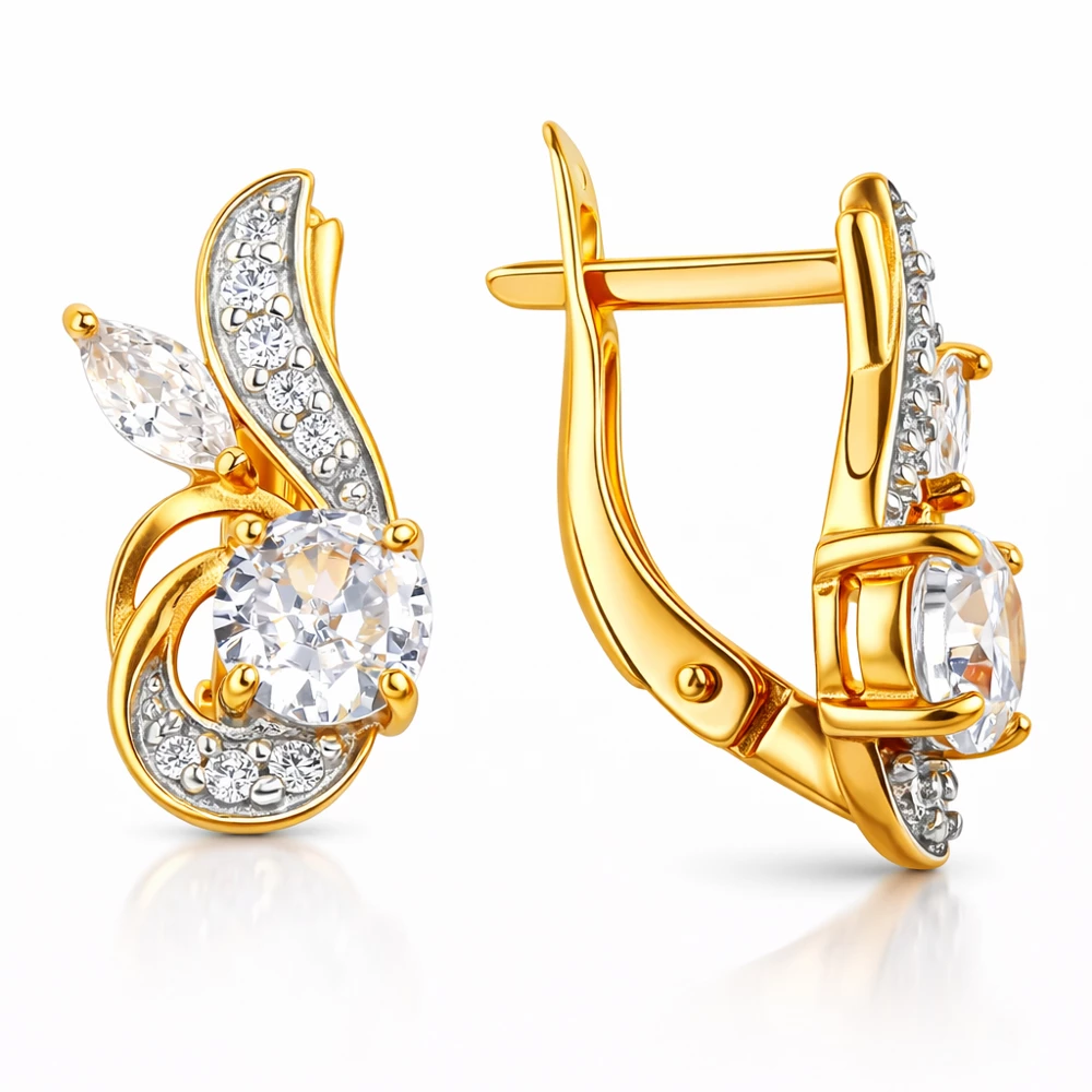 Серьги с фианитами из серебра 925 пробы