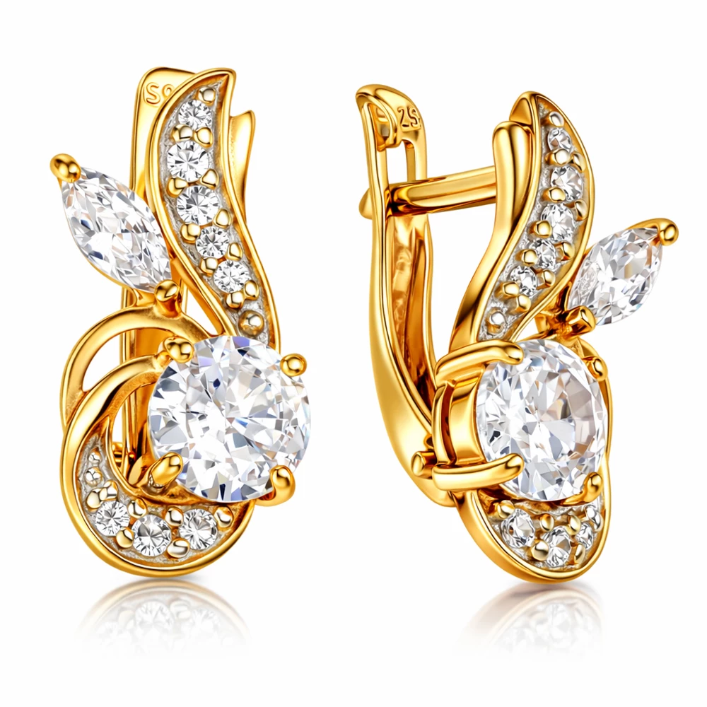 Серьги с фианитами из серебра 925 пробы