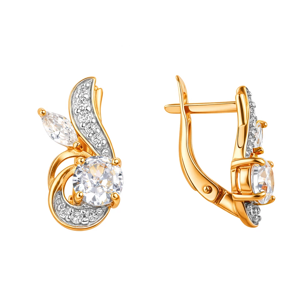 Серьги с фианитами из серебра 925 пробы