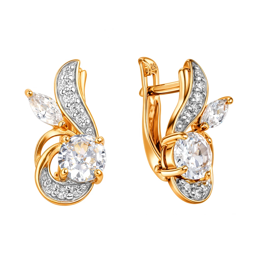 Серьги с фианитами из серебра 925 пробы