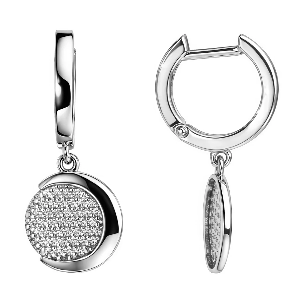 Серьги с фианитами из серебра 925 пробы