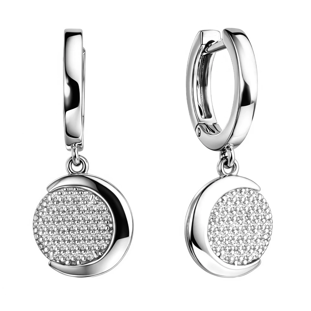 Серьги с фианитами из серебра 925 пробы