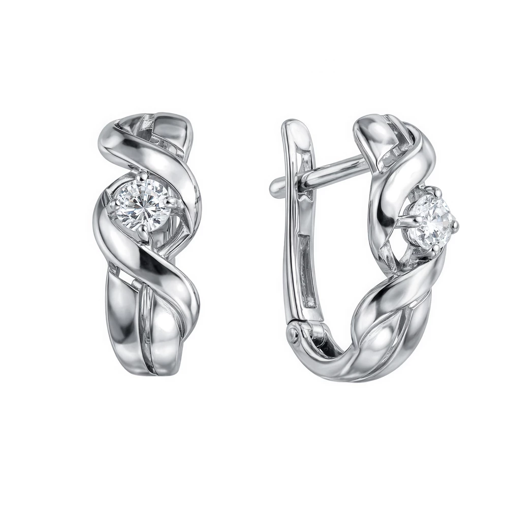 Серьги с фианитами из серебра 925 пробы