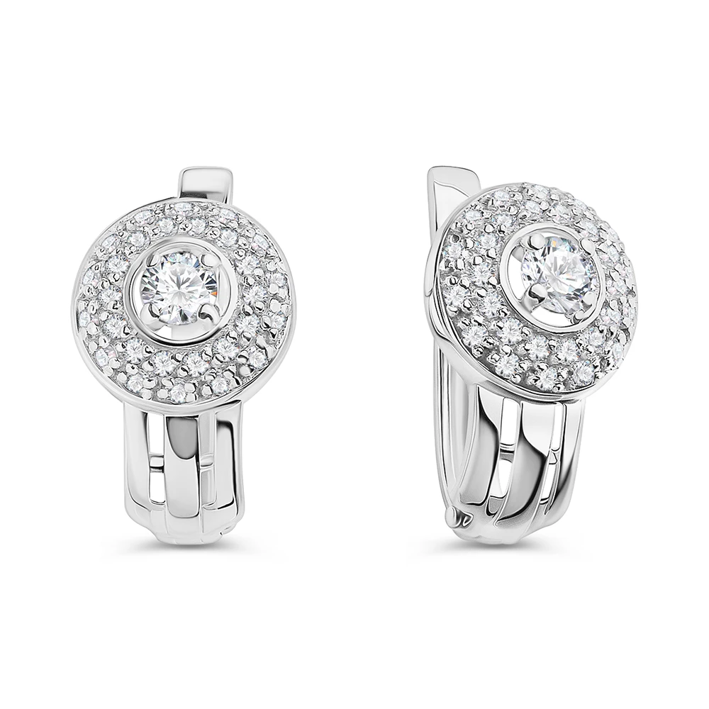 Серьги с фианитами из серебра 925 пробы