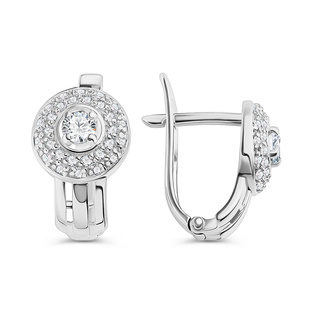 Серьги с фианитами из серебра 925 пробы