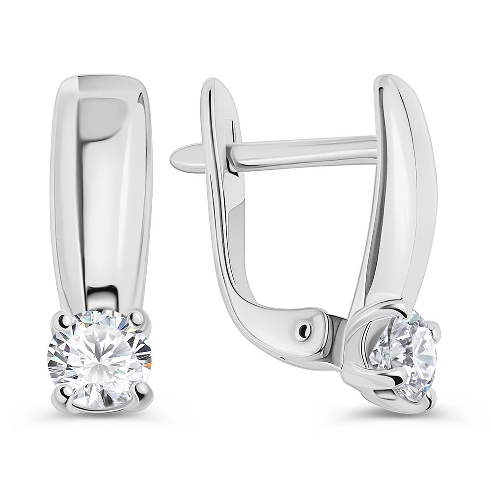 Серьги с фианитами из серебра 925 пробы