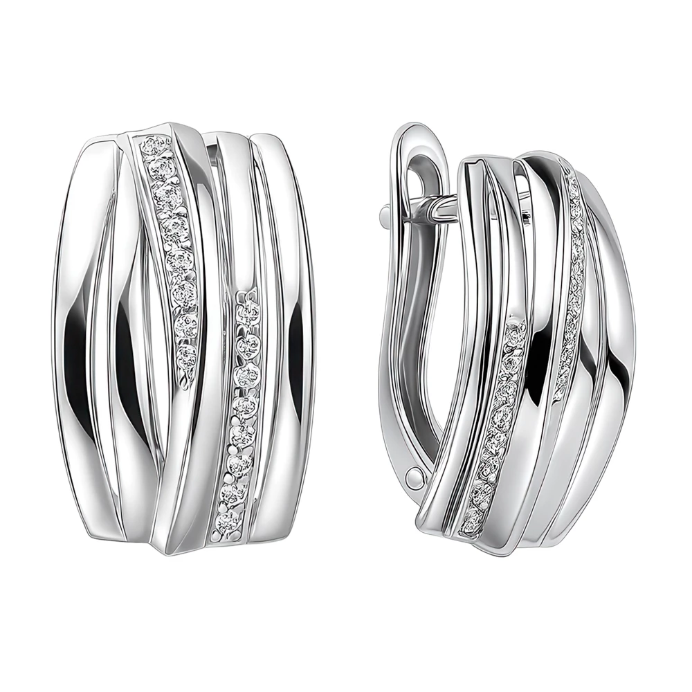 Серьги с фианитами из серебра 925 пробы