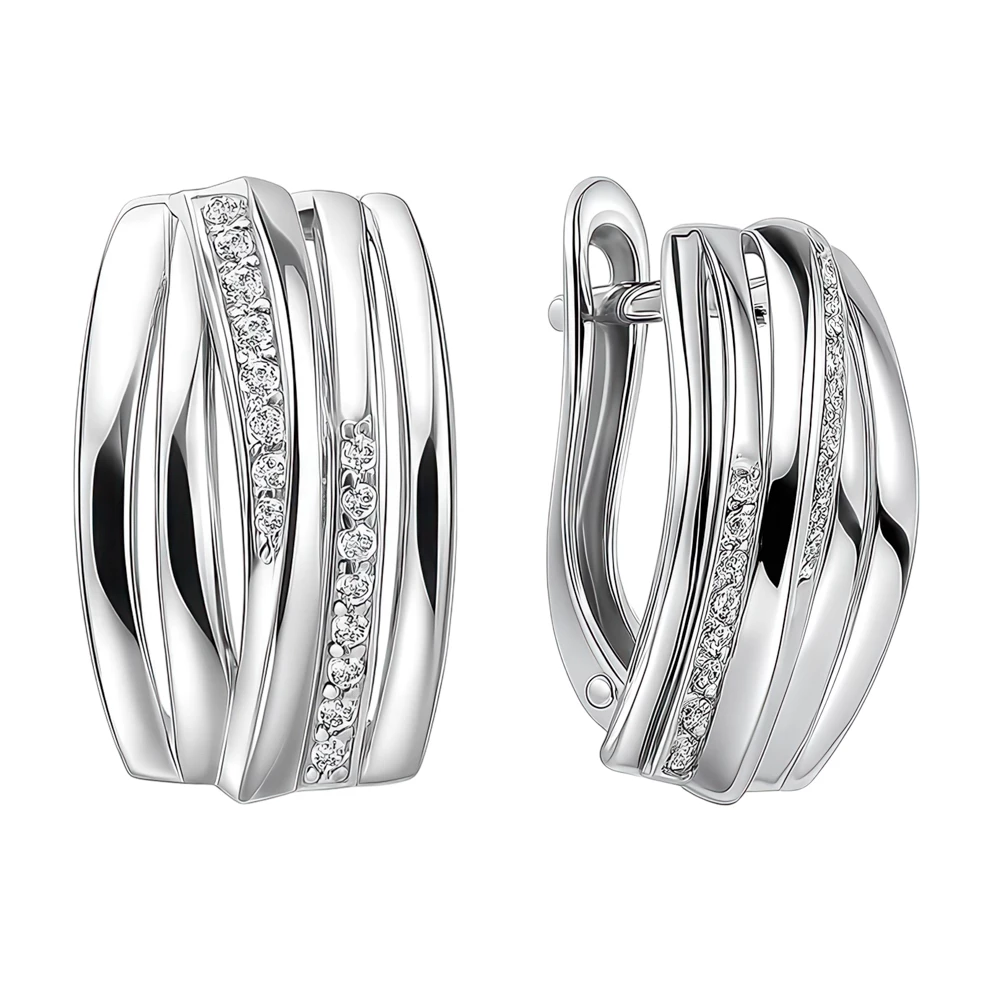 Серьги с фианитами из серебра 925 пробы