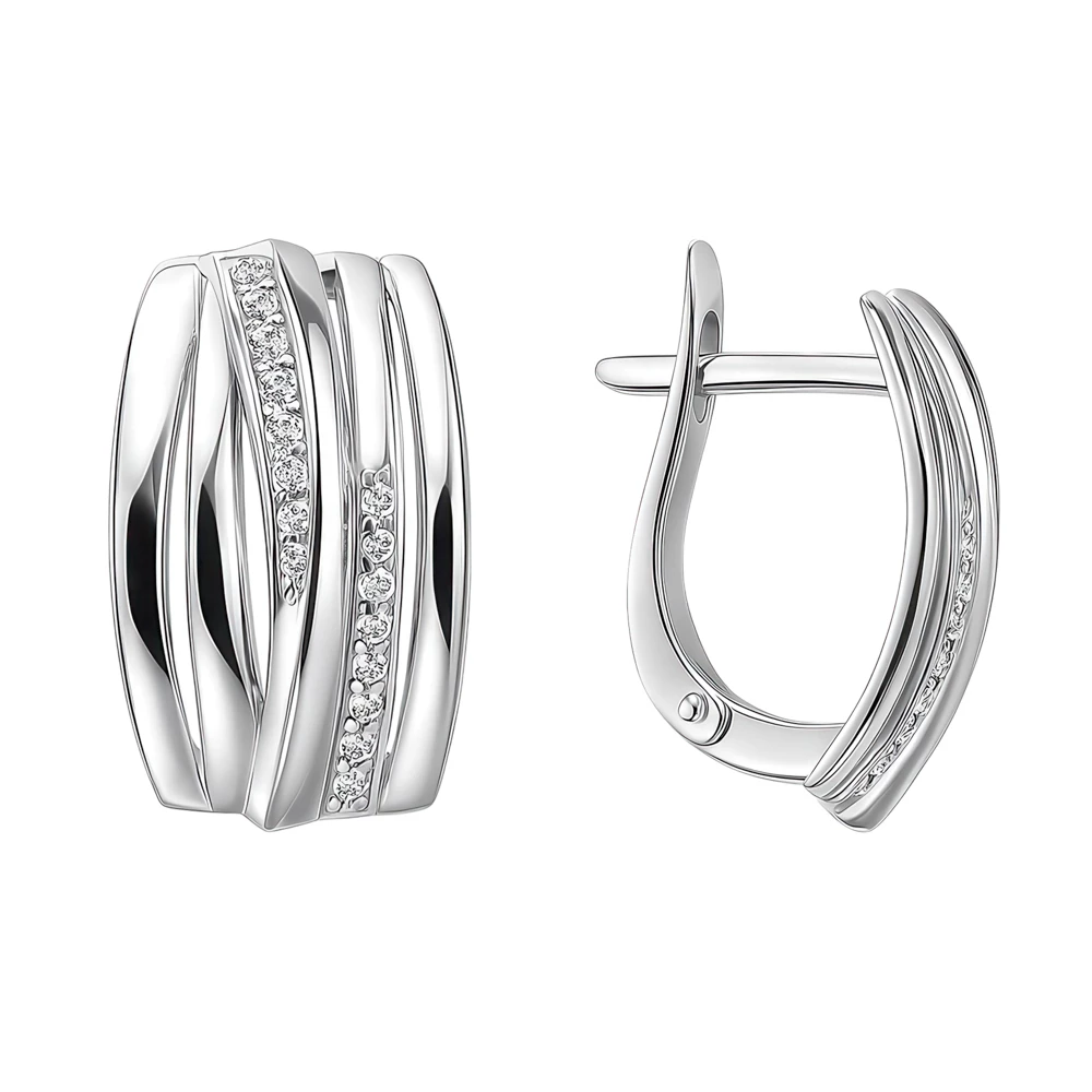 Серьги с фианитами из серебра 925 пробы