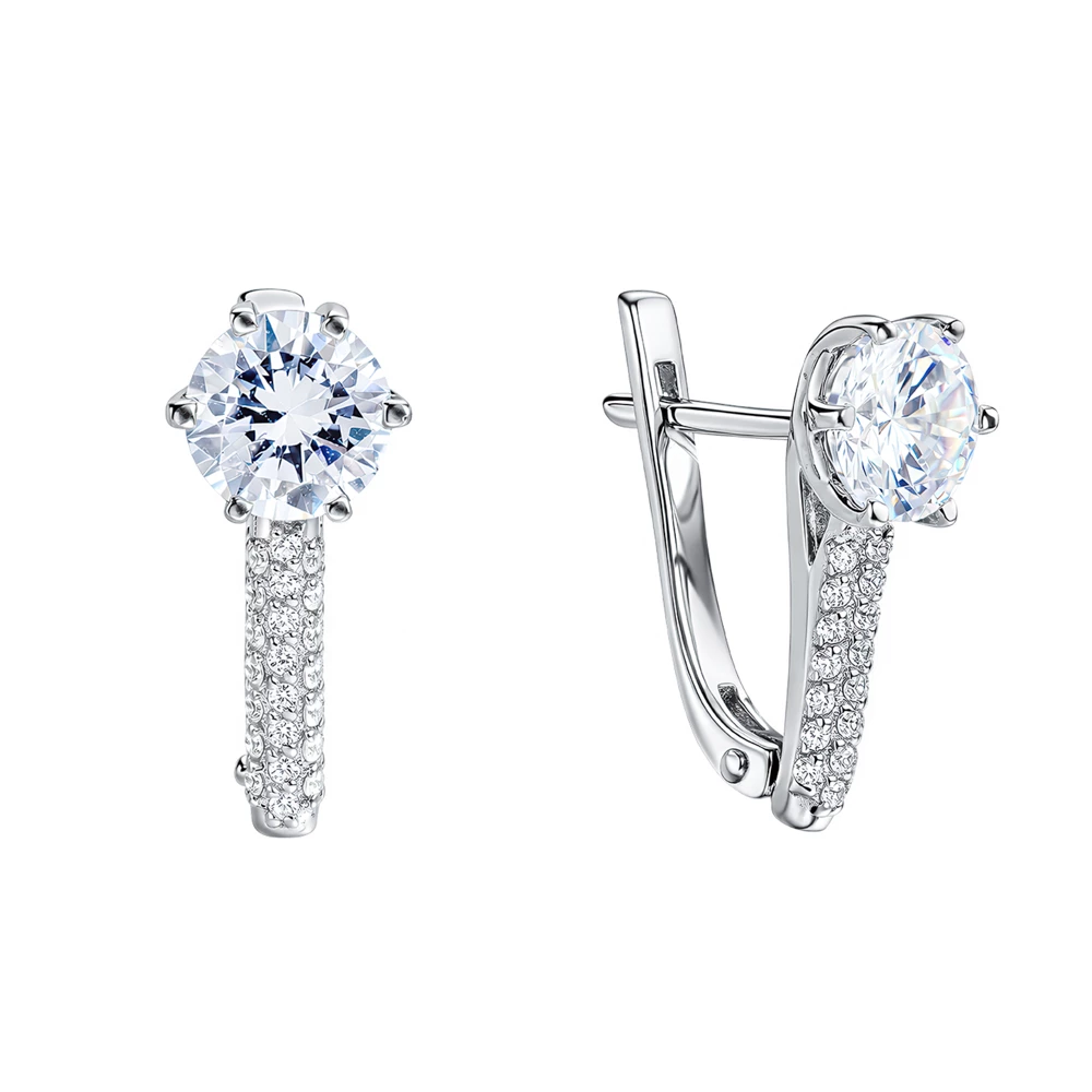 Серьги с фианитами из серебра 925 пробы