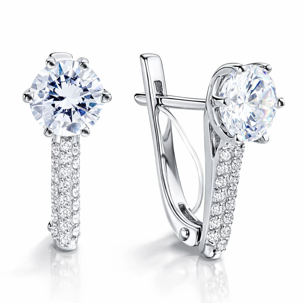 Серьги с фианитами из серебра 925 пробы