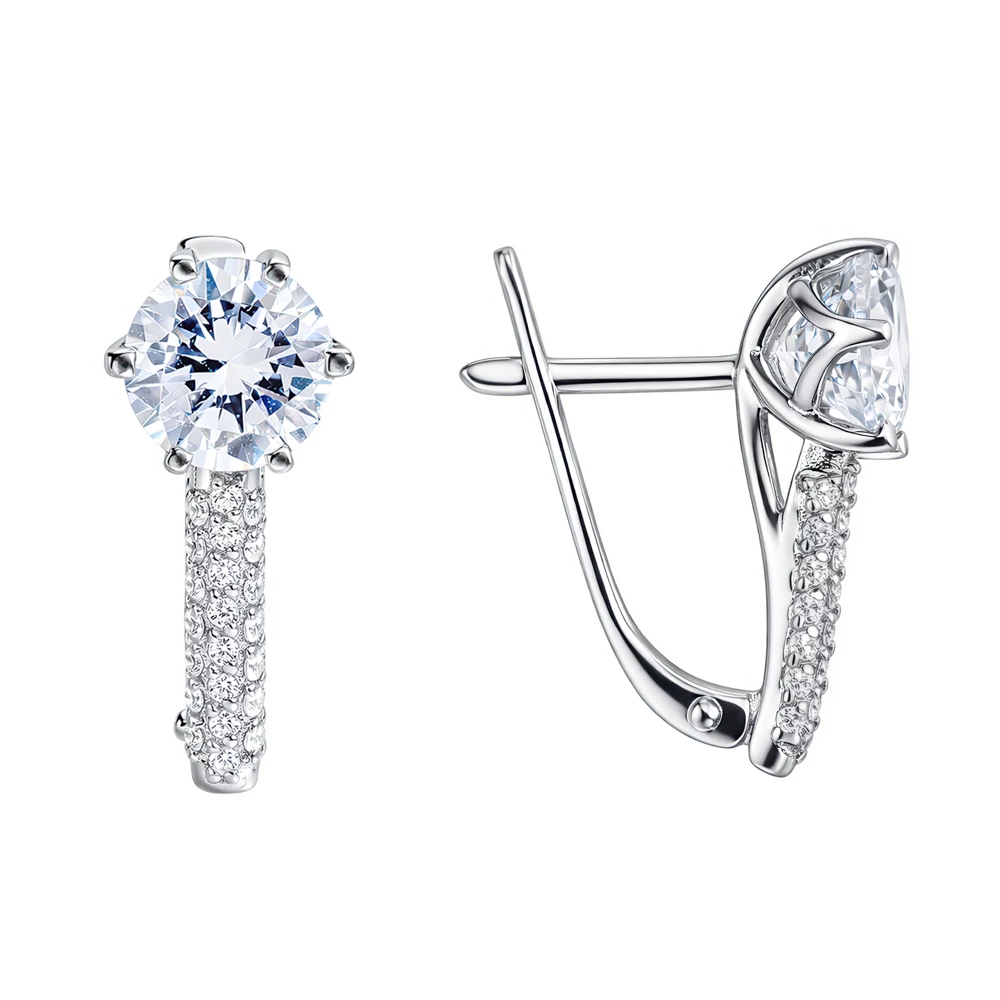 Серьги с фианитами из серебра 925 пробы