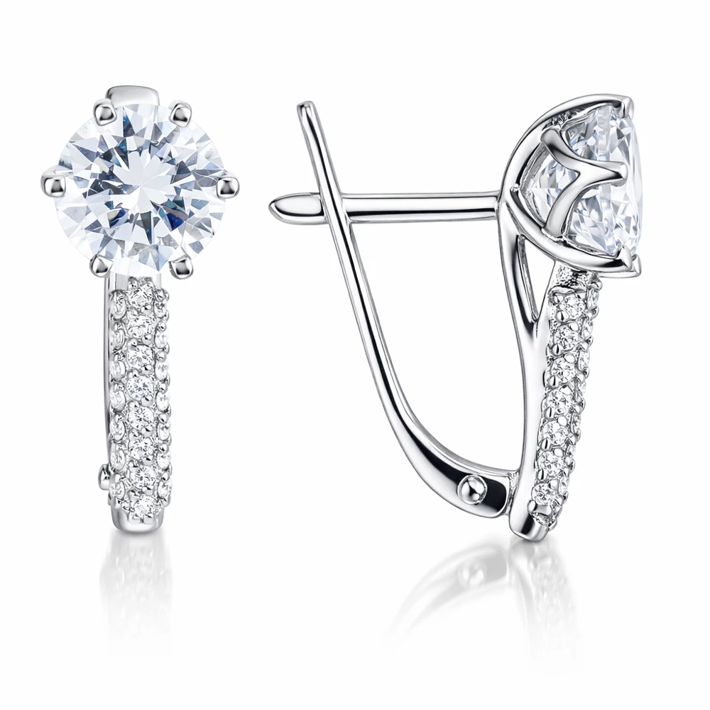 Серьги с фианитами из серебра 925 пробы