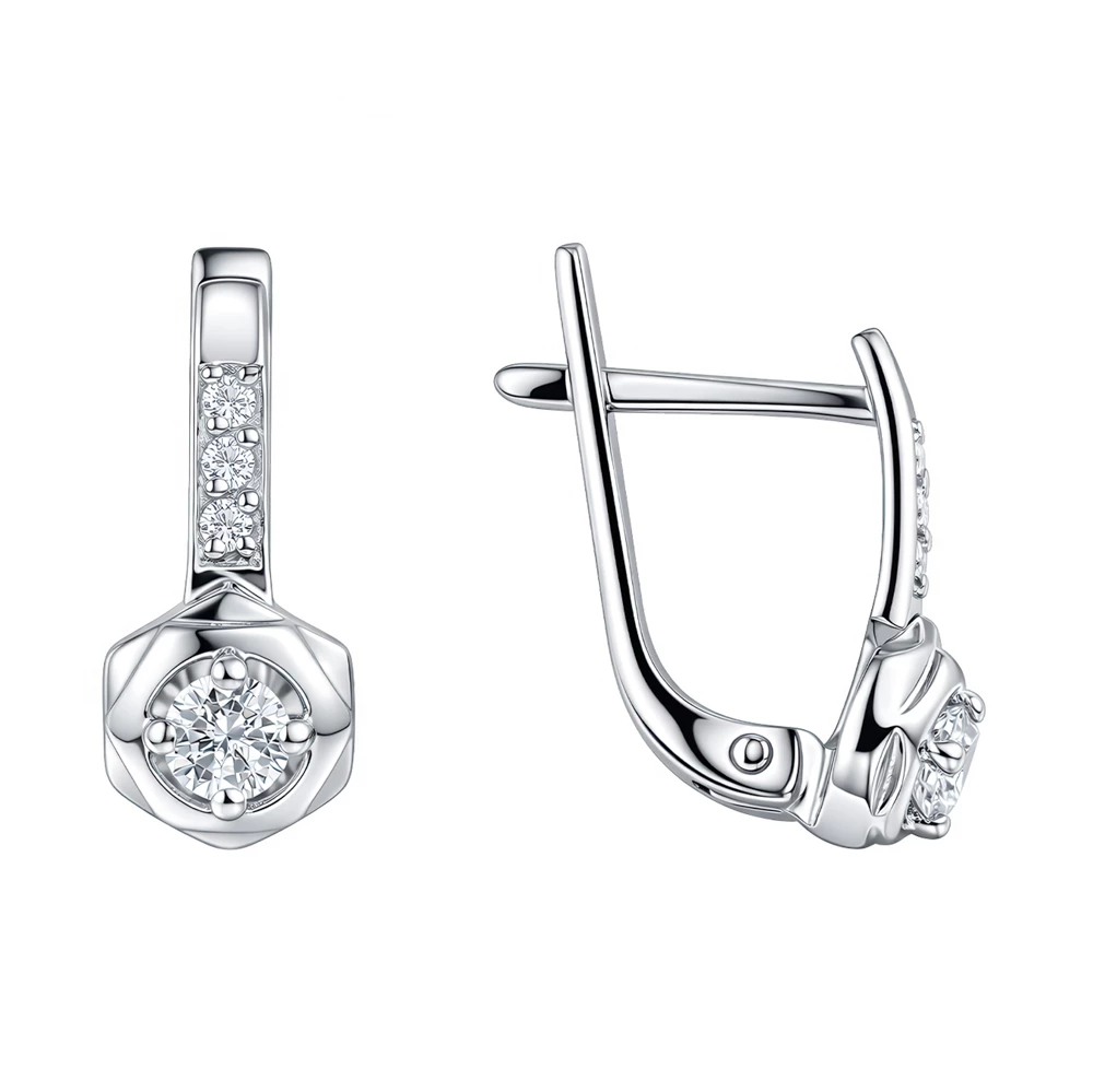 Серьги с фианитами из серебра 925 пробы