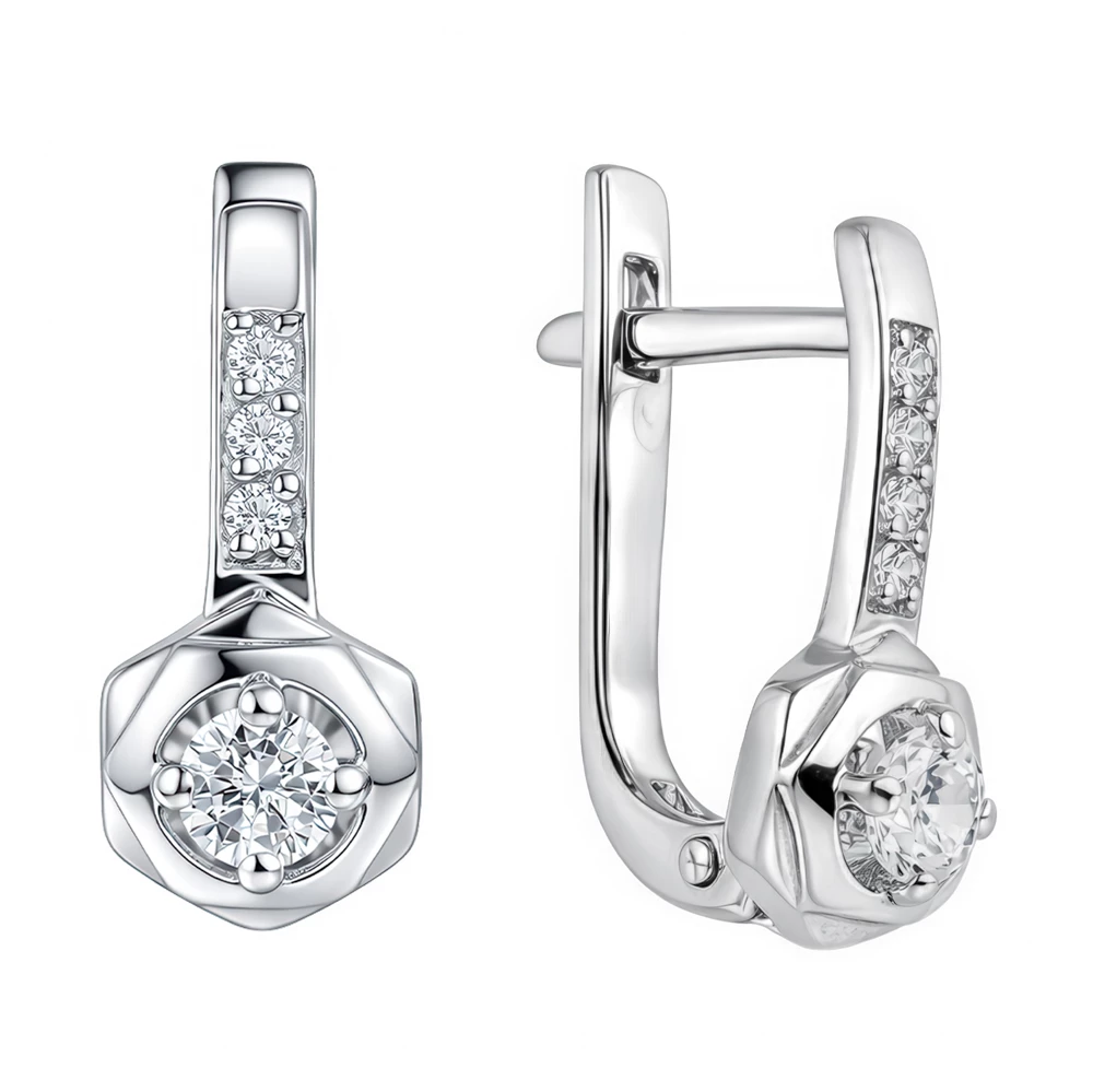 Серьги с фианитами из серебра 925 пробы