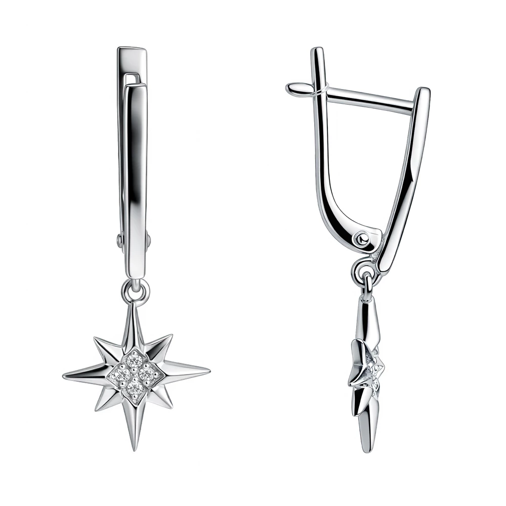 Серьги с фианитами из серебра 925 пробы