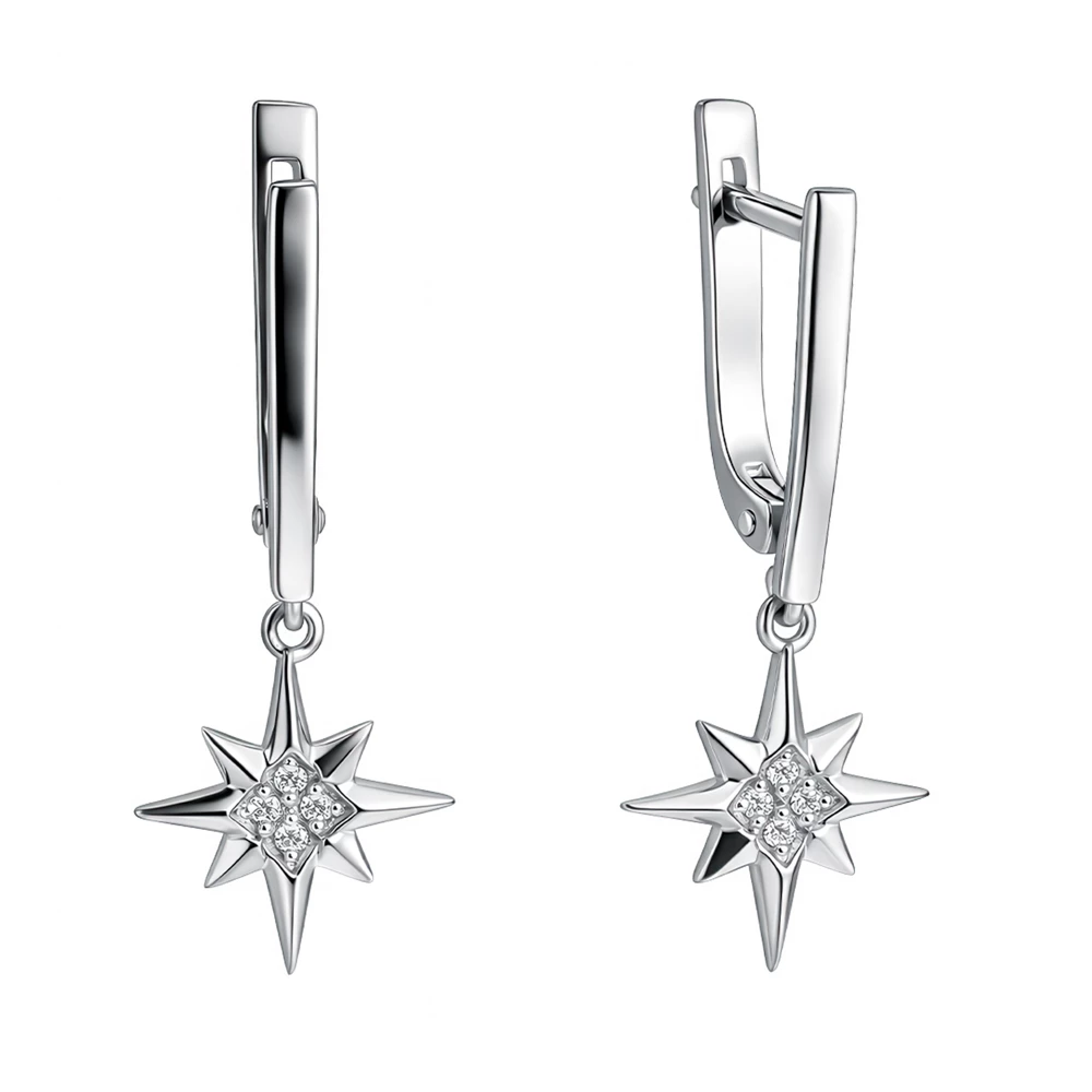 Серьги с фианитами из серебра 925 пробы