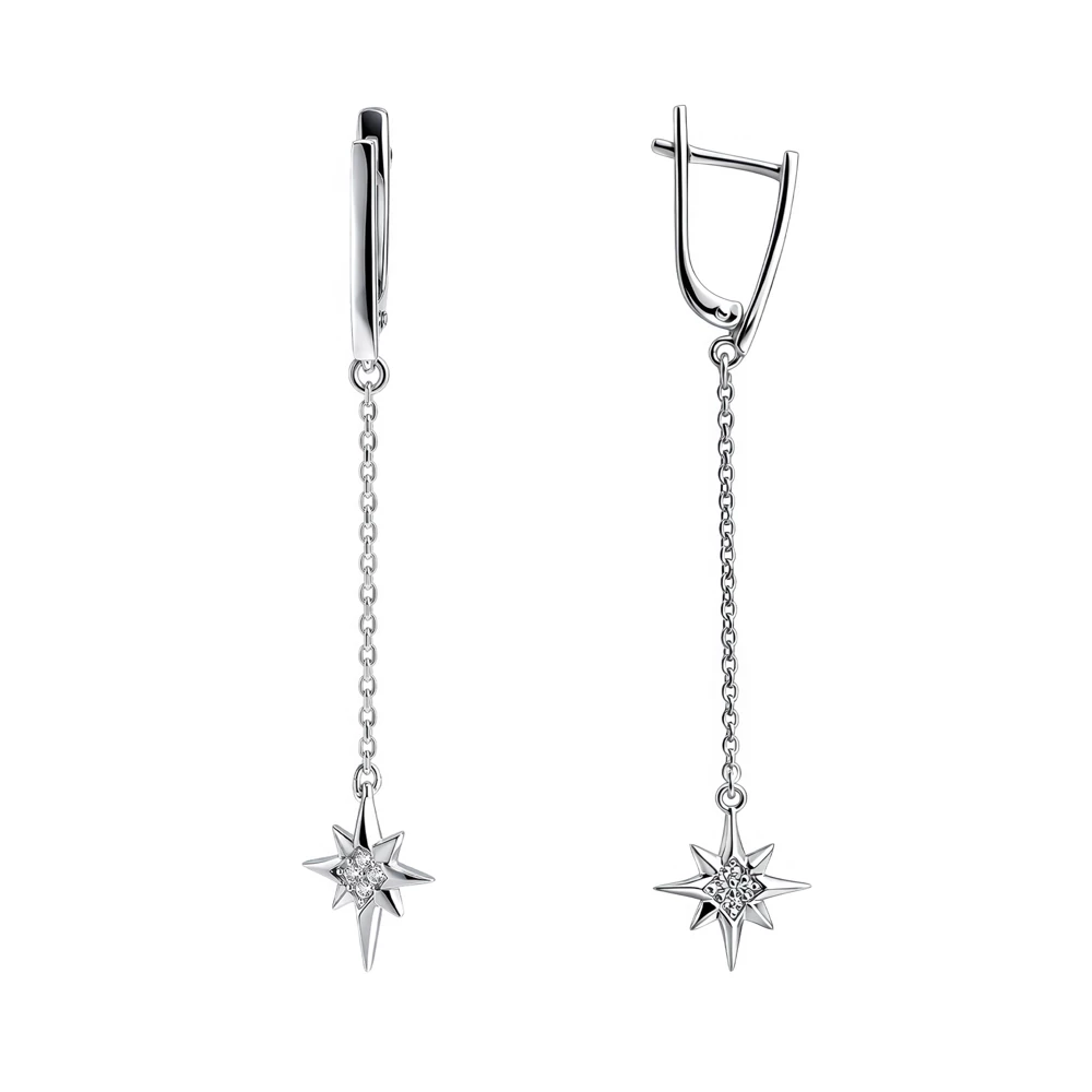 Серьги с фианитами из серебра 925 пробы