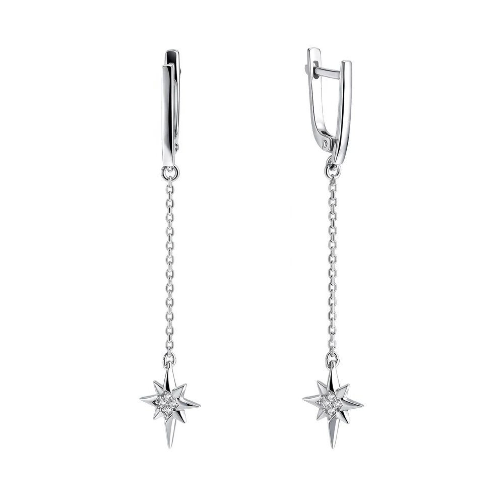 Серьги с фианитами из серебра 925 пробы