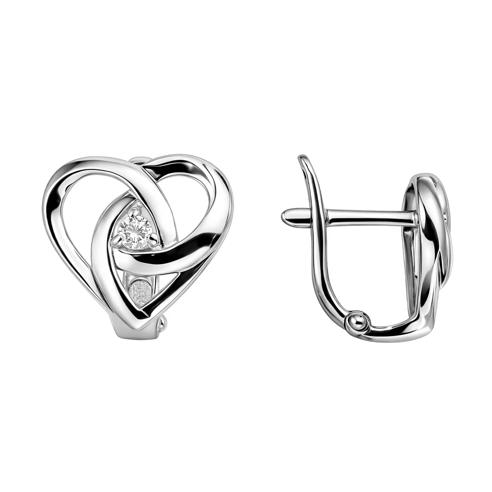 Серьги с фианитами из серебра 925 пробы