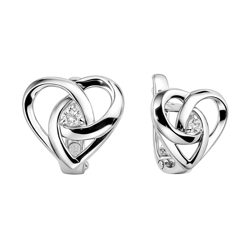 Серьги с фианитами из серебра 925 пробы