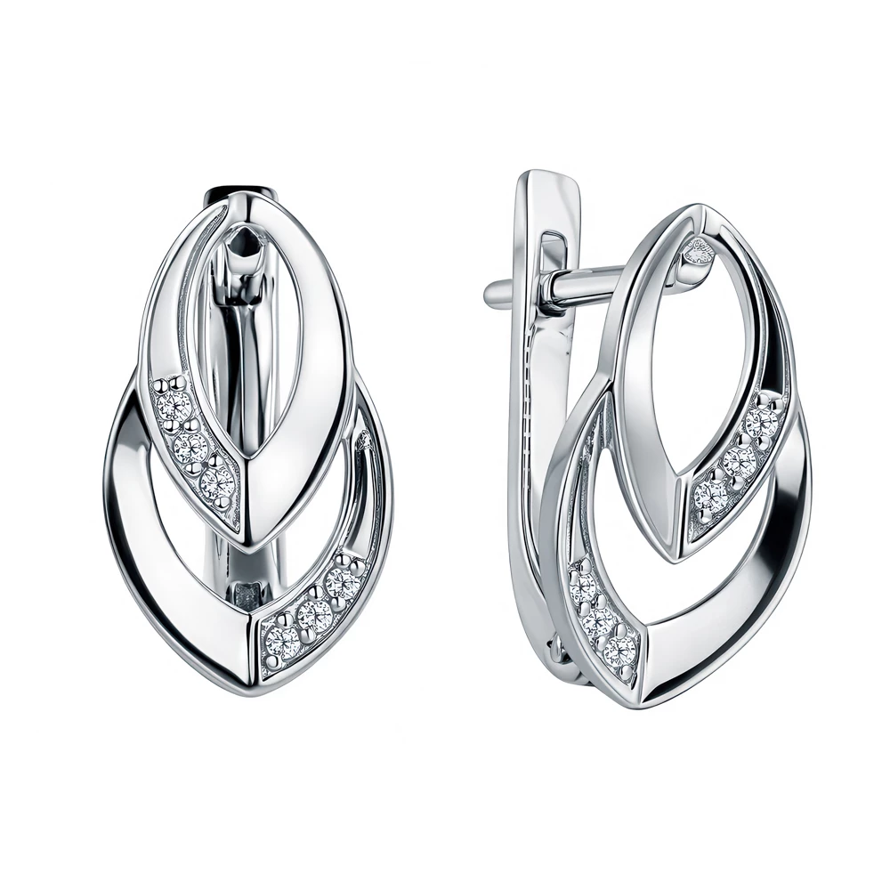 Серьги с фианитами из серебра 925 пробы