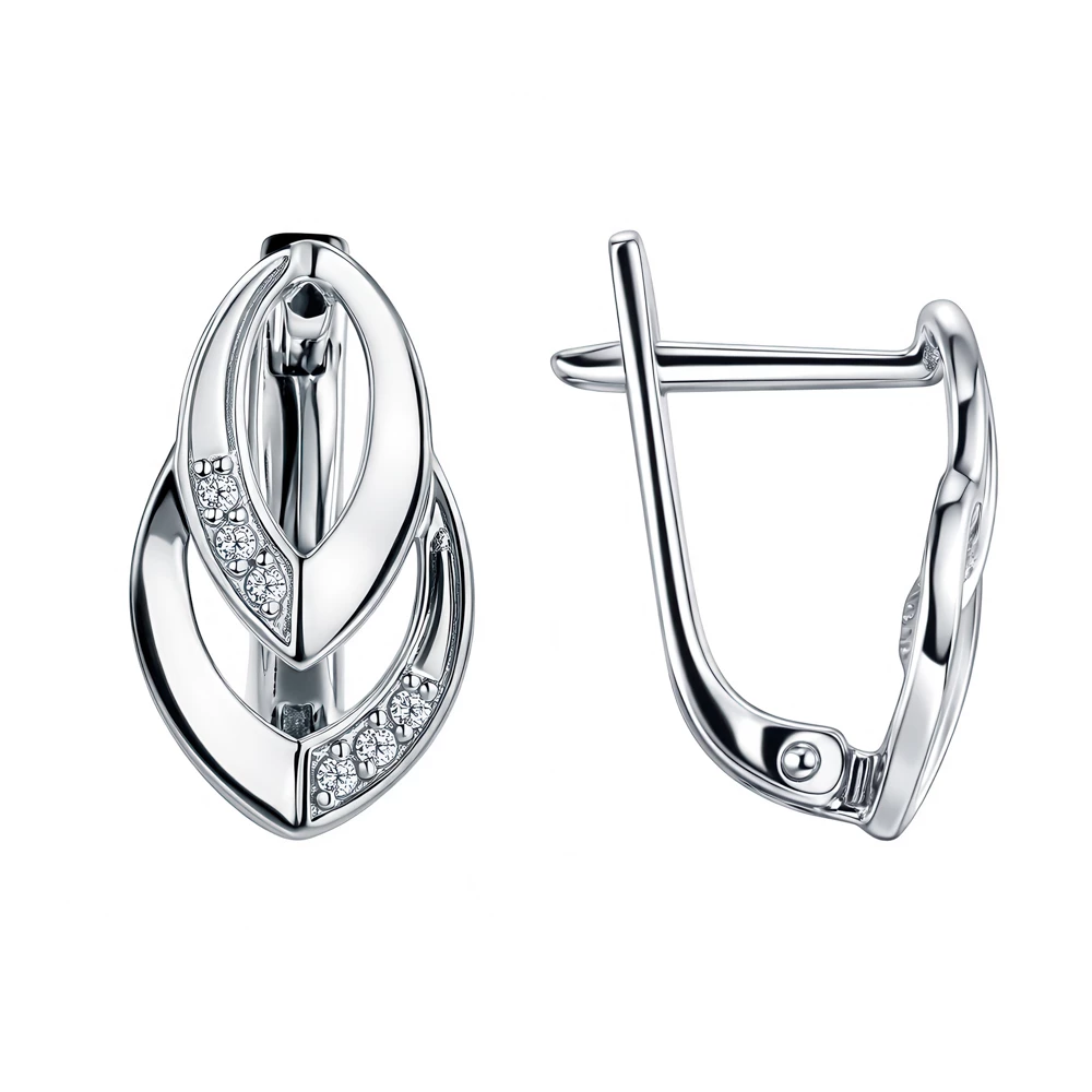 Серьги с фианитами из серебра 925 пробы