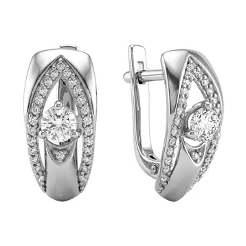Серьги с фианитами из серебра 925 пробы