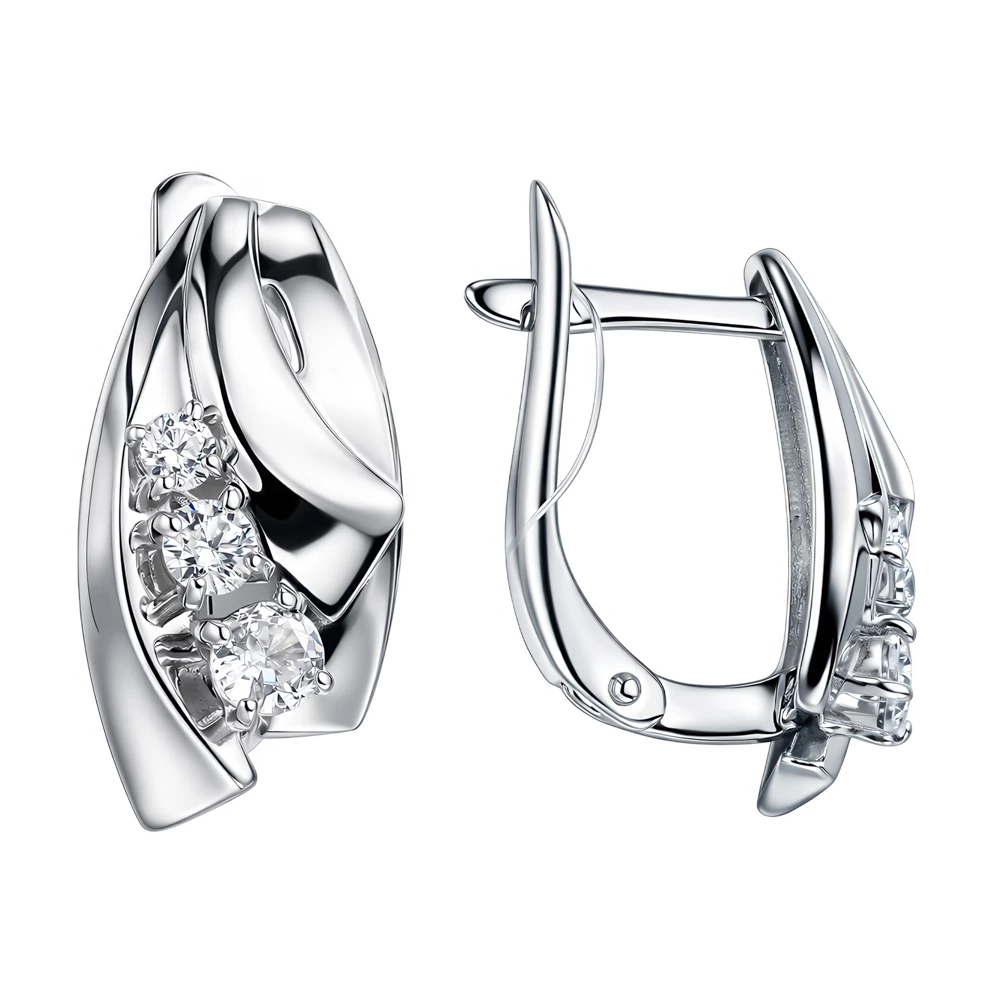 Серьги с фианитами из серебра 925 пробы