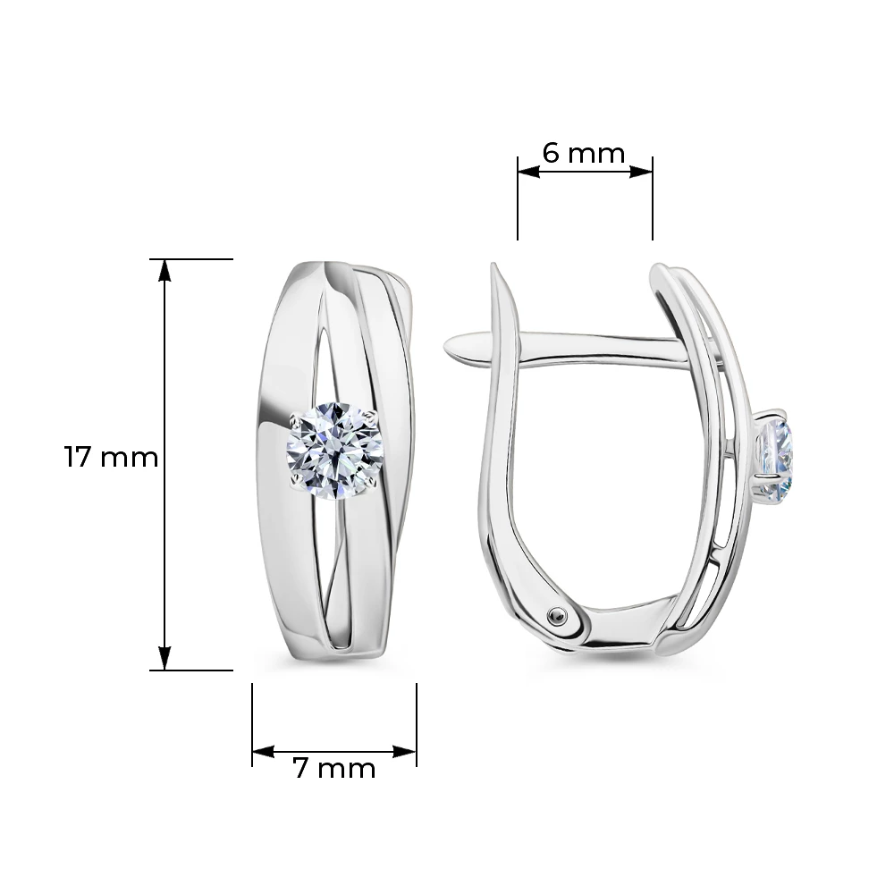 Серьги с фианитами из серебра 925 пробы