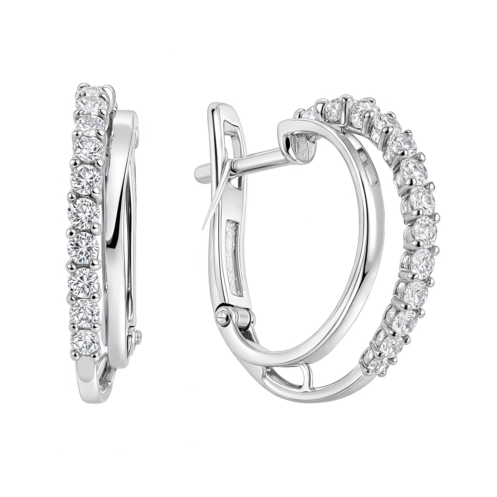 Серьги с фианитами из серебра 925 пробы