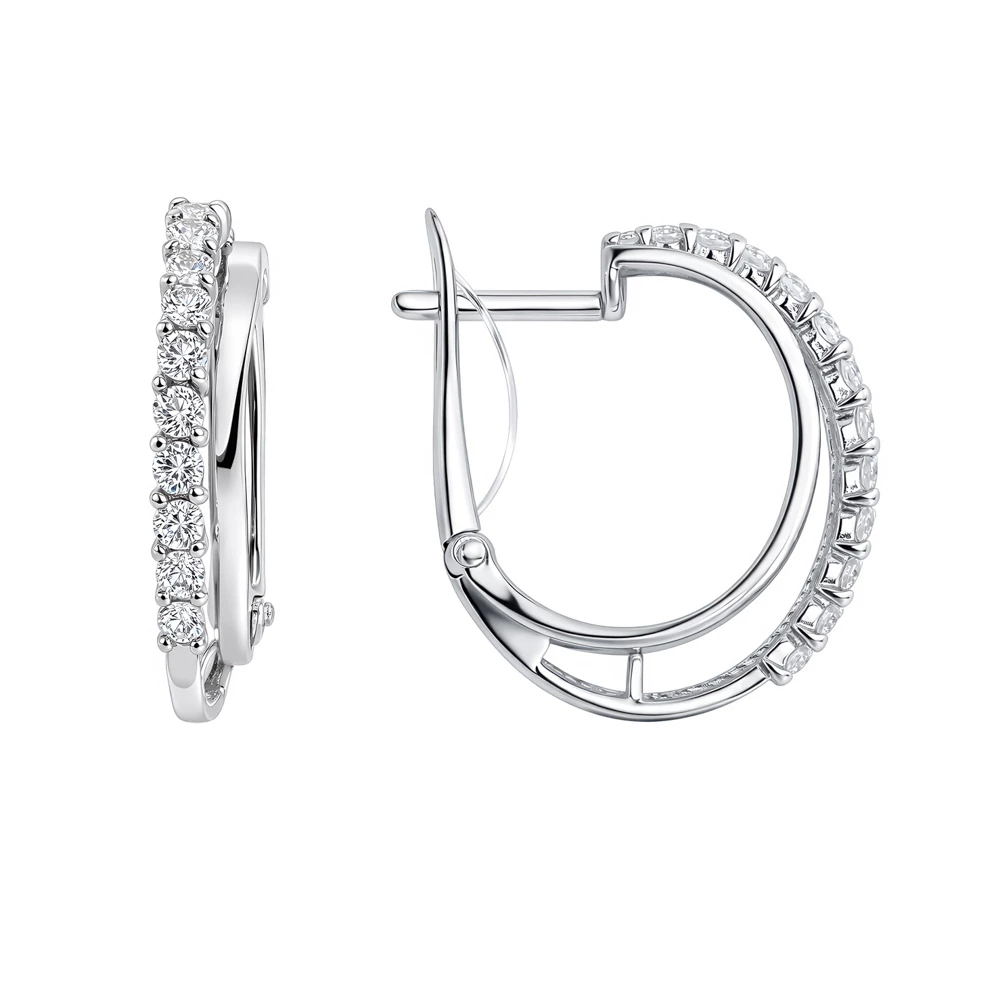 Серьги с фианитами из серебра 925 пробы