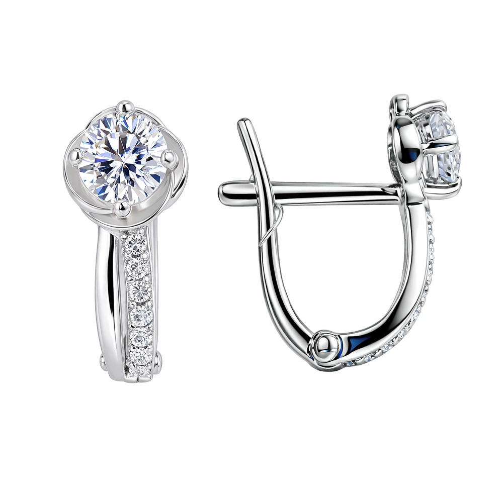 Серьги с фианитами из серебра 925 пробы