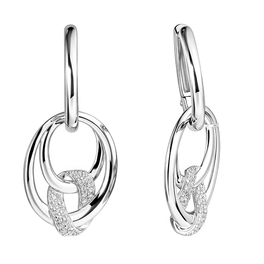 Серьги с фианитами из серебра 925 пробы