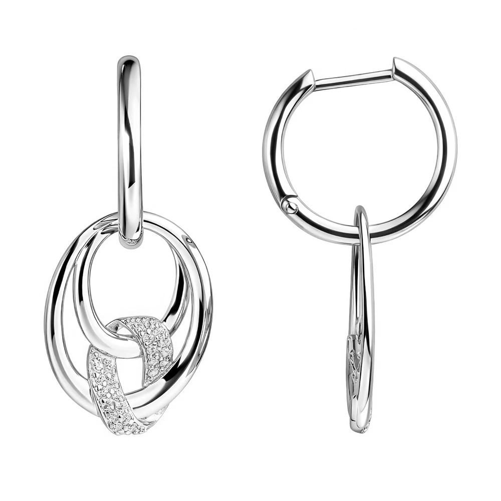 Серьги с фианитами из серебра 925 пробы